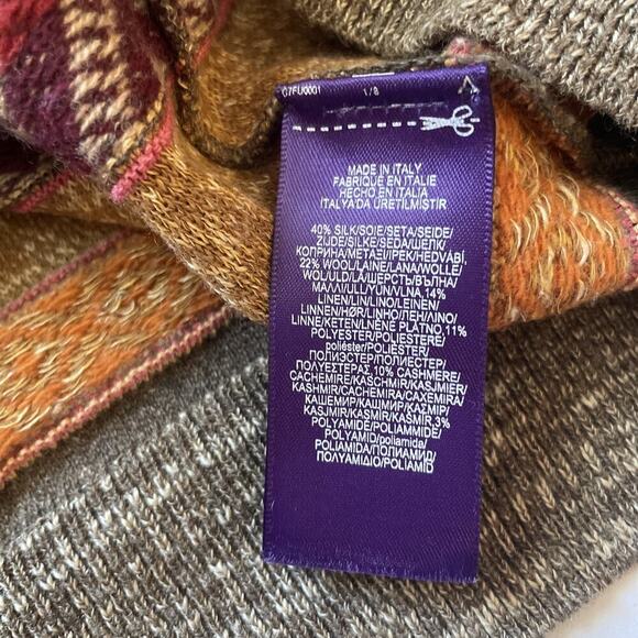 Ralph Lauren Purple Label Men’s Silk Wool Cashmere Crewneck Sweater Stripe M - Picture 8 of 8